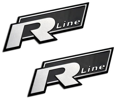 2 X (Pair/Set) R LINE Silver on Black Aluminum Auto Automobile Emblem Badge Nameplate for Audi A1 A2 A3 S3 RS3 A4 S4 RS4 A5 S5 RS5 A6 S6 RS6 Allroad A7 U2123 A8 S8 Q5 Q7 Quattro Coupe GT R8 GT TT TTS V8 50 72 75 80 90 S2 RS2 Cabriolet 100 200 5000 4000CS