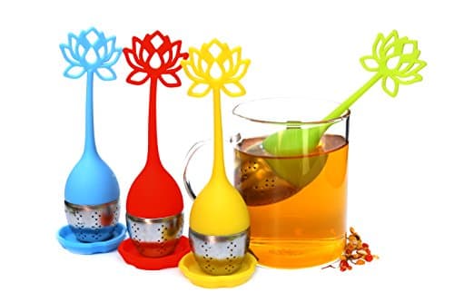 Tea Infuser- Houswill™ 4 Pack Silicone Tea Infuser for Loose Tea, Tea filters with Handle&amp; Stainless Steel with Drip Tray, Reusable Tea Ball Herbal Tea Strainers for Herbal Weight Loss Tea