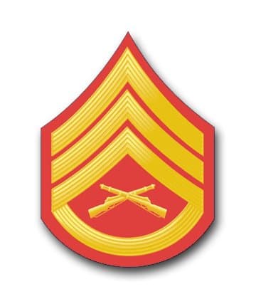 US Marine E-6 Staff Sergeant Red/Gold Chevron Rank Insignia Decal Sticker 5.5"