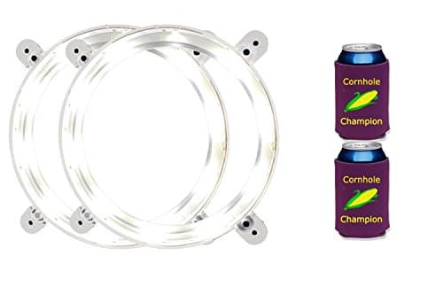 LED Lights for Cornhole Boards - Blazing White - Play Cornhole at Night With Ultra Bright Set Including Set of Custom Drink Holders for Winners - Extremely Durable - One Year Replacement Guarantee