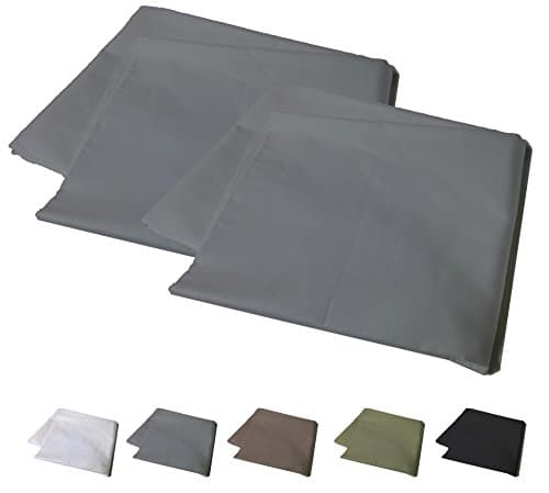 King Pillowcase Set of 2 Pillow Covers, 400 Thread Count, 100% Long Staple Brushed Cotton, Gray