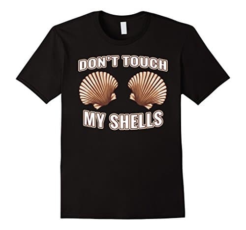Men's Don't Touch My Shells Funny Mermaid Seashell Bra T Shirt 2XL Black