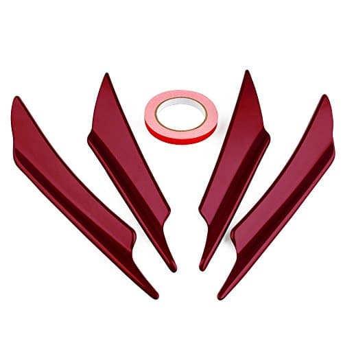 Alpha racing Ruien 4 PCS Red Plastic Car Front Bumper Canard Splitter Canards Exterior