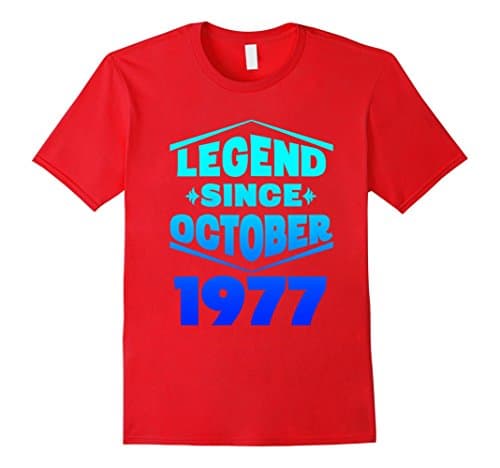 Mens LEGEND SINCE OCTOBER 1977 40 YEAR OLD GIFT T-SHIRT Medium Red