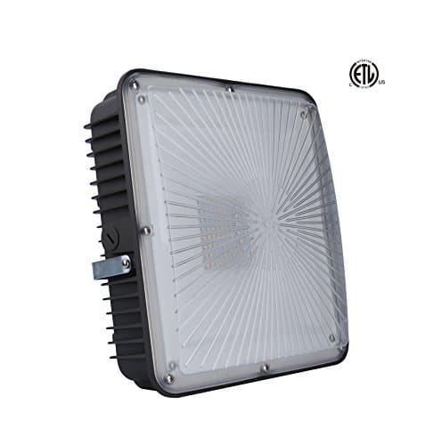 ELECALL 60W LED Canopy Light, (up to 250W HPS/HID Replacement), 5000K(Daylight white), 6900 Lumens, Clear Lens, 10.4" x 10.4", Waterproof and Outdoor Rated, ETL-Listed