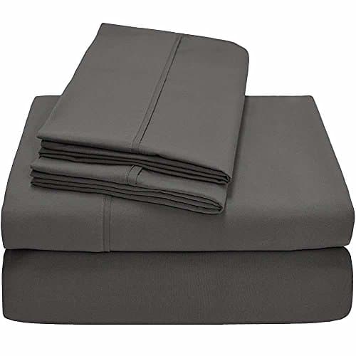 Crafts Linen 4 Piece Sheet Set- 100% Cotton 400 TC Fit Mattress Up To 6-Inch-Deep Pocket For RV- Trucks, campers, Airstream, Bus, Boat and motorhomes (RV King 72"X80", Dark Grey Solid)