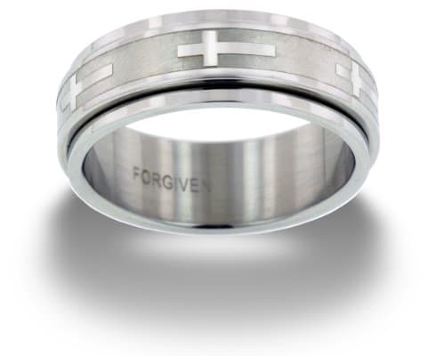Spinner Ring with Crosses Stainless Steel