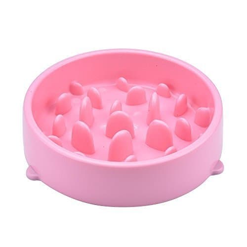 CROMI Slow Feed Pet Bowl, Prevent Gluttony Obesity Interactive Bloat Stop Dogs Bowl (Pink)