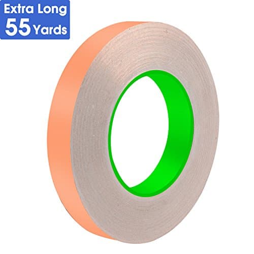 Copper Foil Tape (0.48inch x 164ft) Double-sided conductive tape, for Guitar &amp; EMI Shielding, Slug Repellent, Crafts, Electrical Repairs, Grounding , Conductive Adhesive
