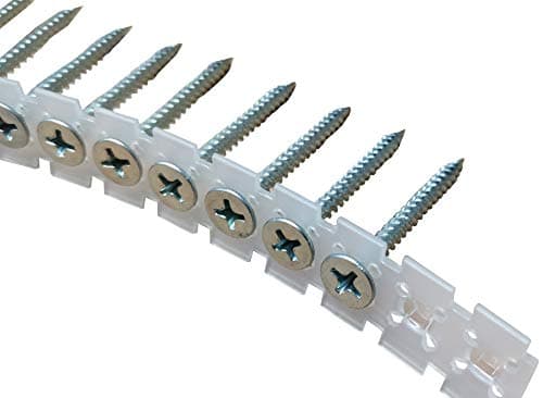 Olympic Fixings Collated Drywall Screws 10000 Pack 3.5mm x 42mm Fine Twin Thread Anti Corrosion Bright Zinc Plated Phillips Bugle Head Strips of 50 for Plasterboard Professional or DIY Use Silver