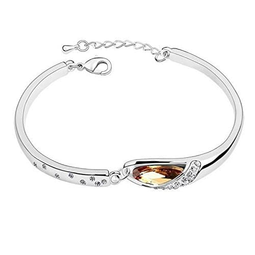 Flake Rain Girls Crystal Diamante Simplicity Elegant Twinkle Silver Bangle Bracelet