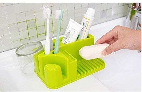 WHOLE MART Storage Box Bathroom Toothbrush Toothpaste Holder Soap Rack Plastic Toiletries Container