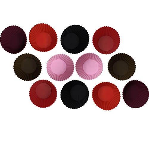 Ivykin Muffin Pan Silicone Baking Cups Nonstick Reusable Cupcake Liner / Cake Holders Fancy Colors Set of 12 for baking use