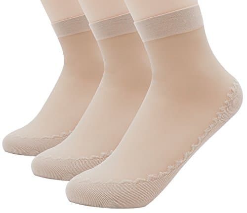 3 Pairs Women's Sole Sheer Ankle Socks, Clear