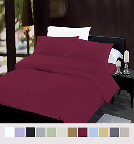iCOVER BEDDING PLATINUM 1800 COLLECTION BRUSHED MICROFIBER BEDDING SET,Wrinkle,Fade resistant,3Pc Bed Duvet Cover Set(Full/Queen,burgundy):1Duvet Cover(tie at corners)+2standard Pillow Cases