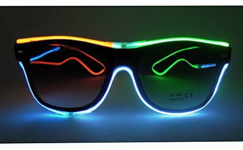 El Wire Multi-color Glasses Light Up Clear Wayfarer Led Rainbow Glasses for Festival Rave Party Gift