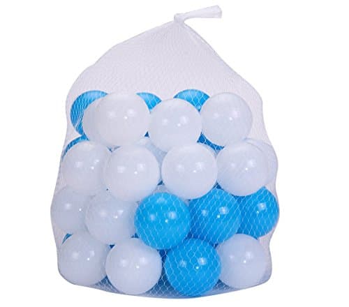 Justfund 100pcs 5.5cm Blue and White Soft Plastic Ocean Balls BPA Free Crush Proof Plastic Ball Baby Kid Toys Swim Pit Toys Ball for Ball Pit Baby Kids Tent
