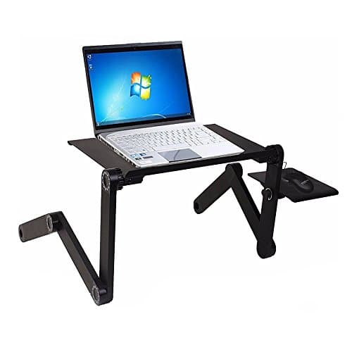 Bingxue Laptop Stand/Desk/Table/Lapdesk Portable Folding Table-in Bed/Sofa/Carpet Tray Book Stand-Extra Wide Tray Aluminium Alloy with Free Beer Opener As Gift(Black)