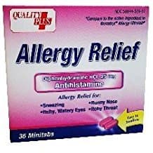 (4 pack) Allergy Relief 36 Minitabs Generic Diphenhydramine Hcl, 25 Mg (Compare to Benadryl) 4 pack