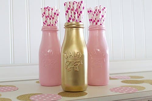 Pink and Gold Milk Bottle Set