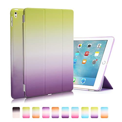 iPad Pro 9.7 Case – Segro Ultra Slim Detachable Stand Smart Case with Translucent Frosted Back Cover Supports Auto Wake / Sleep For iPad Pro 9.7 Inch 2016 Release Tablet, Green/Purple