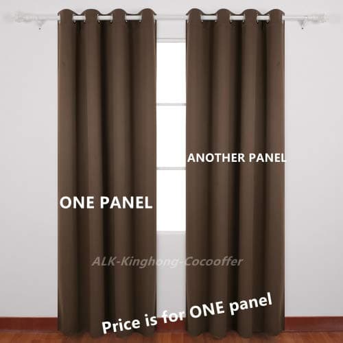 ALK Thermal Blackout Fully Lined Readymade Curtains Eyelet Ring Top，1 Panel， (90" x 90" (230cm*230cm), Brown)