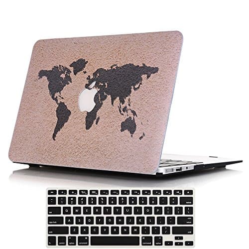 Lykoko Matte Plastic Hard Case Cover with Keyboard Cover for MacBook Air 13 Inch (Models: A1369 and A1466) (World Map #1)