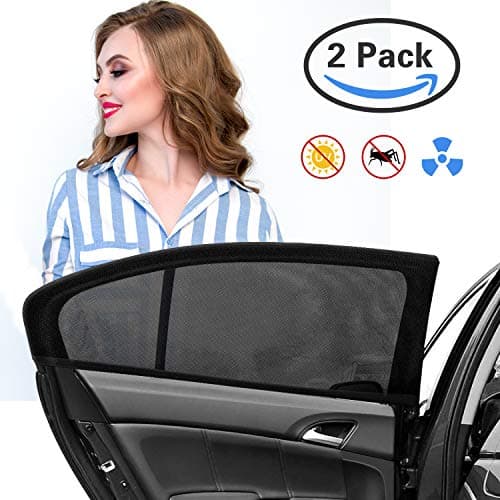 Jirvyuk Car Window Shades, Car Rear Side Window Coverage Portable Accessories –Protect Your Babies Kids Adults Pets from UV- 40 x 20 Fits Most Vehicles(Black)