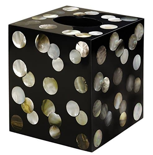 Desti Tissue Box Cover Tissue Holder Black Bathroom Accessories Lacquer & Mother of Pearl