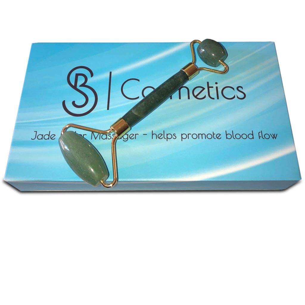 SB Cosmetics - Natural Jade Roller– Gua Sha – Lymphatic Drainage Tool for Face, Neck, Body - Anti Aging Facial Treatment – Reduces Wrinkles and Fine Lines