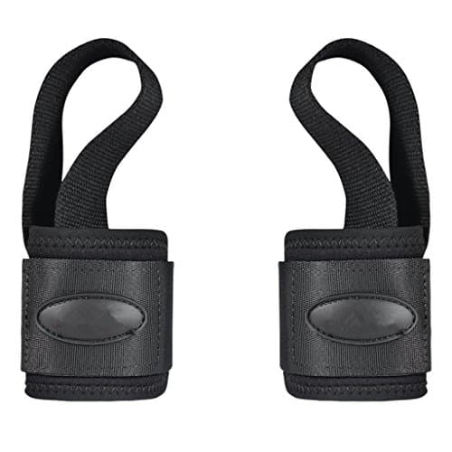 Seicosy Professional Adjustable Non Slip Weight Lifting Training Wrist Straps Support Braces Wraps Belt Protector for Weightlifting Powerlifting Bodybuilding Crossfit Fitness - Black