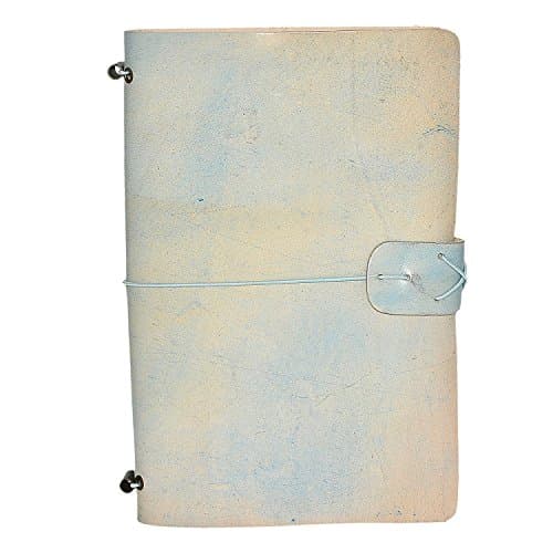 Handmade 100% Leather Journal Diary Refillable Notebook Vintage Antique Looking Silk Smooth Notebook Gift for Him Her, Blue By Habitable Zone of A5 size 8.25"X6"