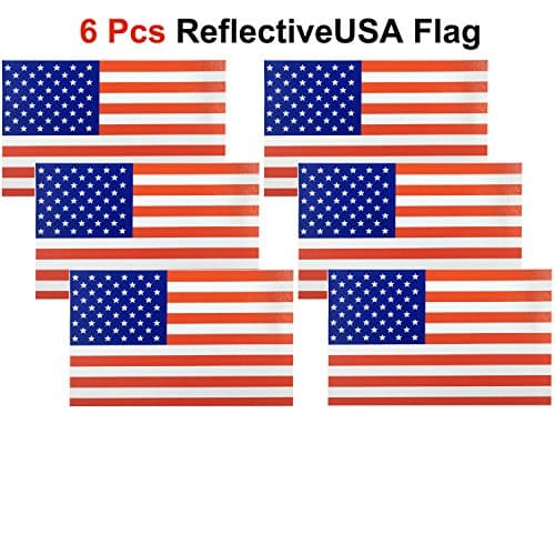 Reflective US Flag Decal Packs with Thin Blue Line for Cars &amp; Trucks, 5 x 3 inch American USA Flag Decal Sticker Honoring Police Law Enforcement 3M Vinyl Window Bumper Tape (6-PACK) (Red(6 Pack))
