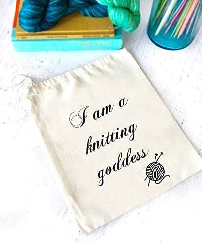 Multipurpose Cotton Drawstring Travel Bag for Knitting- I Am a Knitting Goddess
