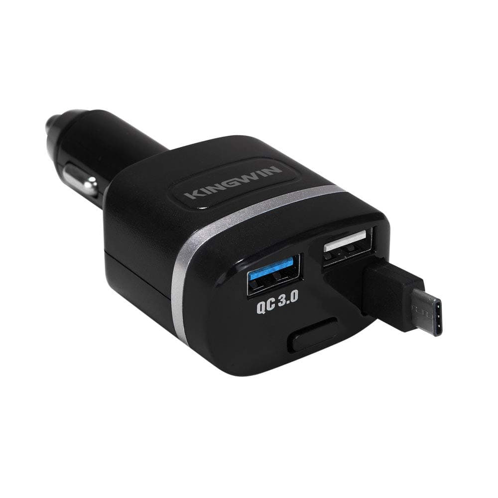 Kingwin High Output USB Car Charger, Type-C Port Fast Smart Car Charger Compatible with Latest Models of iPhone, Samsung, Google Pixel, Motorola, Huawei, LG and More - KW-QC3