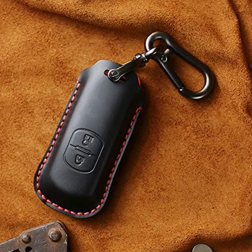 KLVRD Keychain For Remote Keychain Smart Car Key Case For Mazda 2 3 5 6 8 CX5 CX7 CX9 M2 M3 M5 2015 2016 2017 2018 Leather Keyring Key Cover