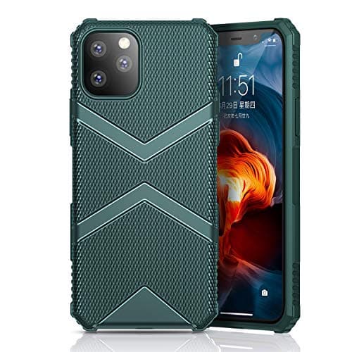 MSVII Tough Armor Designed for iPhone 11 Pro Max Case, 6.5 Inch Matte Finish Shockproof Bumper TPU Full Protective Cover for iPhone 11 Pro Max (DarkGreen)
