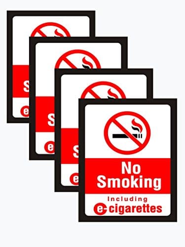 No Smoking Sign – 4 Count – Bright Red – Clear and Visible Text – Made of PVC - Light But Tough – for Office, Business, Public Places