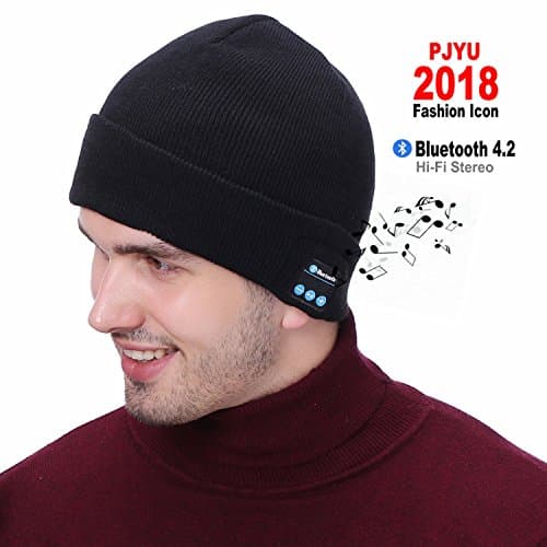 PJYU Bluetooth Beanie Hat Headphones Winter Washable Hat Knit Cap Wireless Speaker Built-in Mic Easter Day Gift