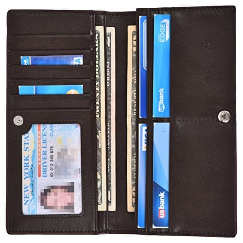 Mens Wallets RFID Blocking Bifold Wallet Slim Long Leather Pocket Wallet For Men