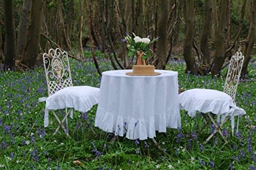 Linen Tablecloth, Round tablecloth, Ruffled Linen Tablecloth. Shabby Chic! Rustic Farmhouse Decor