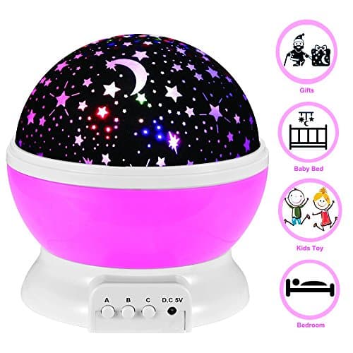 Nasus Starry Night Light Lamp, Romantic 3 Modes Colorful LED Moon Sky Dreamer Desk Rotating Cosmos Starlight Projector Nightlight Gift for Children Kids Baby Bedroom, Pink