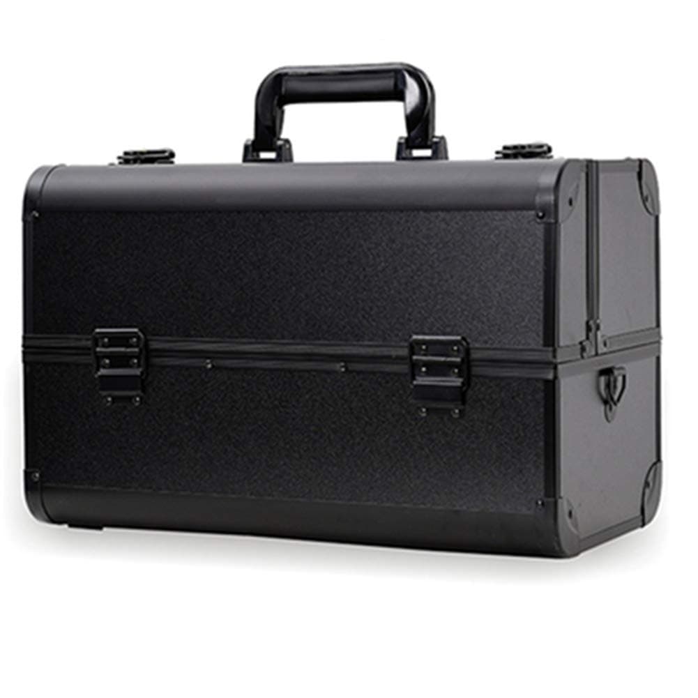 Makeup Train Case Professional - Cosmetic Cases Makeup Storage Organizer Box 16 Inch Large space Large capacity (black)
