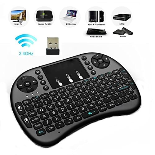 Inteset Wireless, Backlit, Mini Keyboard with Touchpad Mouse for Use with Media Streamers Including Nvidia Shield, Kodi for Windows, & Raspberry PI PCs