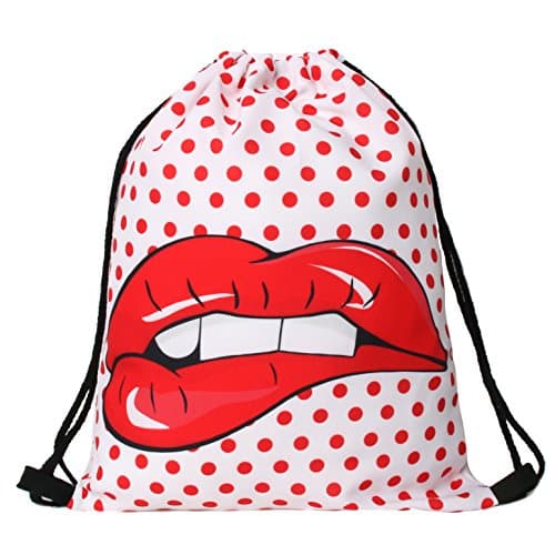 Men's Women's Print Shoulder Drawstring Bag Backpack String Bags School Rucksack Gym Handbag (animals,foods)15"x11" (DB-82)