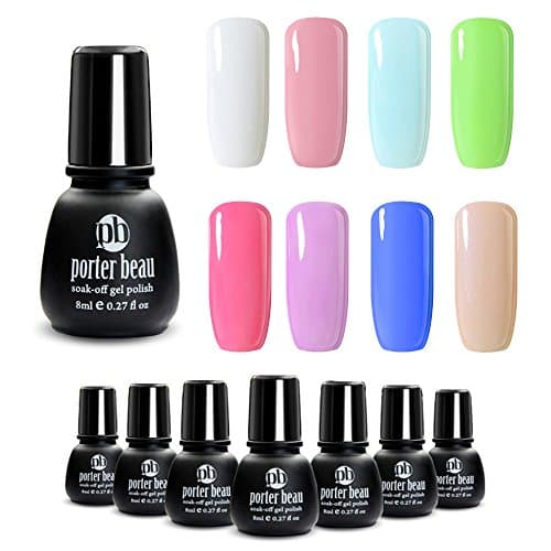Porter Beau Mixed 8 Different Colors Soak Off UV Led Lamp Gel Nail Polish Set Fall 2016 Harmless Resin Formaldehyde Free Lacquer Nail Art Blue Pink Red 8x8ml
