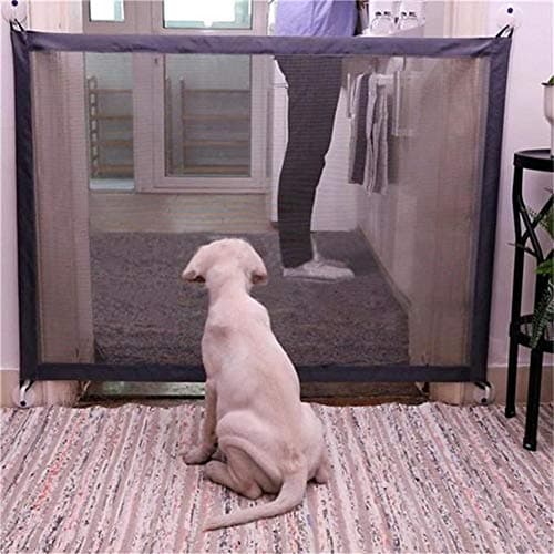 YOUNICER Magic Gate for Dogs - Portable Retractable Folding Mesh Screen Gate - for House Indoor Use - Dog Safe Guard Install Anywhere
