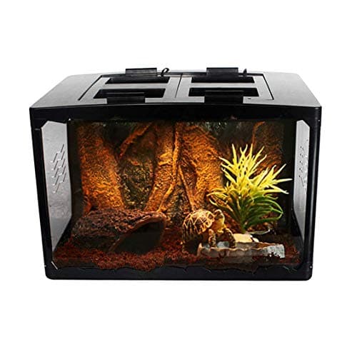 CJN Pet Acrylic Climbing Box, Foldable Combination Climbing Box, Tempered Glass - One Button Feeding - 2 Lamps - Independent Switch, Amphibian Habitat Lizard Chameleon Tortoise