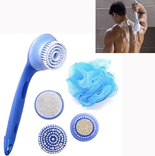 Xennos BX-T856 Long-Handle 5 in 1 Electric Bath Spin SPA Massage Shower Cleaning Brush Waterproof Facial and Body Cleansing Sit