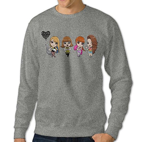 Men's 2NE1 Round Collar Pullover HoodieAsh Size L